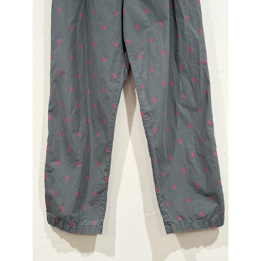 Polo Ralph Lauren Mens Pajama Pants Gray Pony Print Sleep Lounge Large Cotton